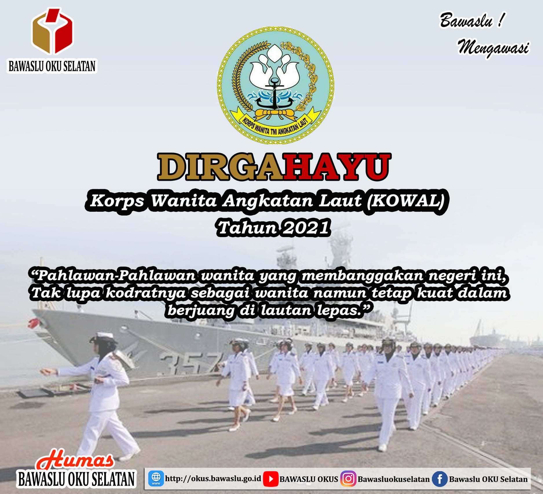 Dirgahayu Hari Korps Wanita TNI Angkatan Laut (KOWAL) Tahun 2021