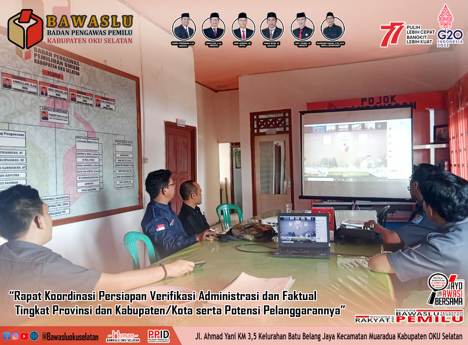 Rapat Koordinasi Persiapan Verifikasi Administrasi dan Faktual Tingkat Provinsi dan Kabupaten/Kota serta Potensi Pelanggarannya