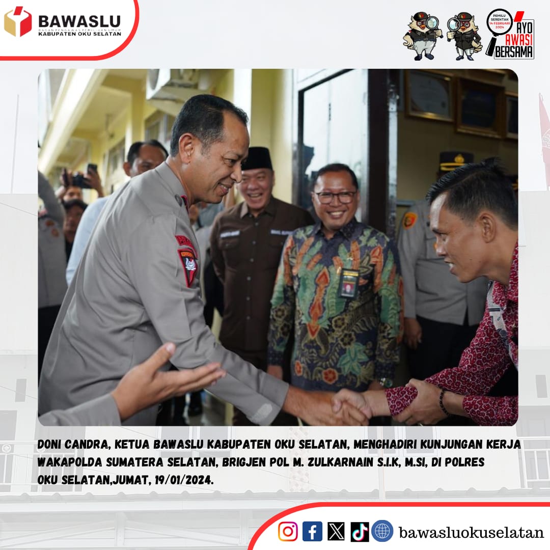 foto ketua Bawaslu bersama Waka POLDA SUMSEL