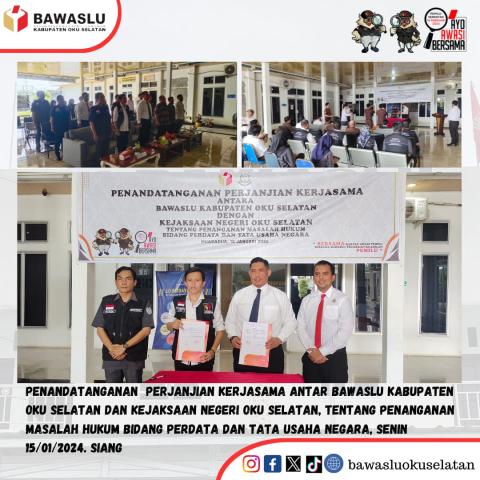 foto bersama Bawaslu dan Kejari Kabupaten OKU Selatan