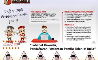 Sahabat Bawaslu, Pendaftaran Pemantau Pemilu Telah di Buka 